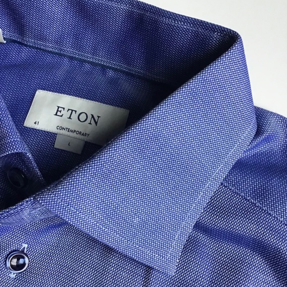 ETON  nice shade of   blue dress cotton shirt Sz 16 made in Romania  🇷🇴 - Picture 5 of 10